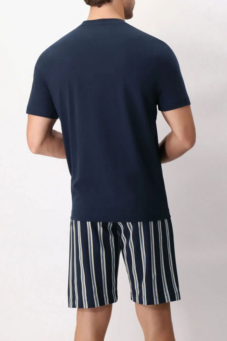 Pigiama corto girocollo pantalone rigato