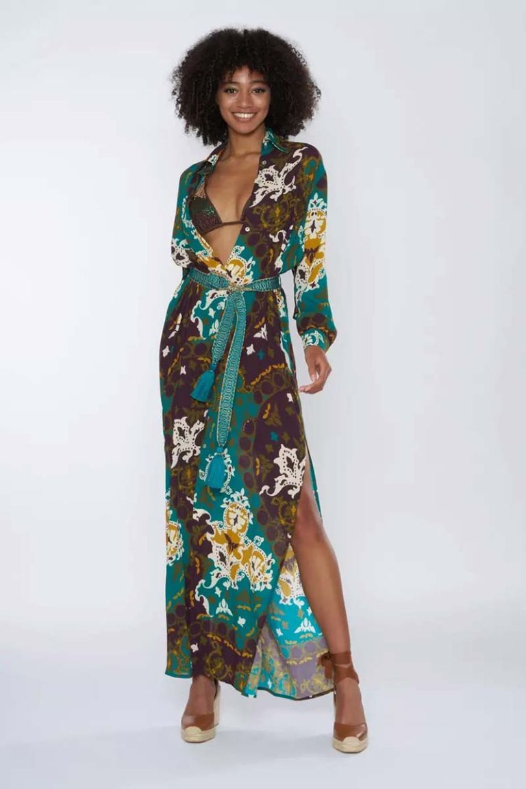 Abito lungo a camicia Arabesque con cintura Miss Bikini Luxe