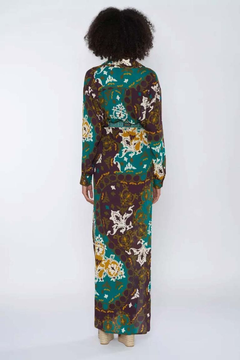 Abito lungo a camicia Arabesque con cintura