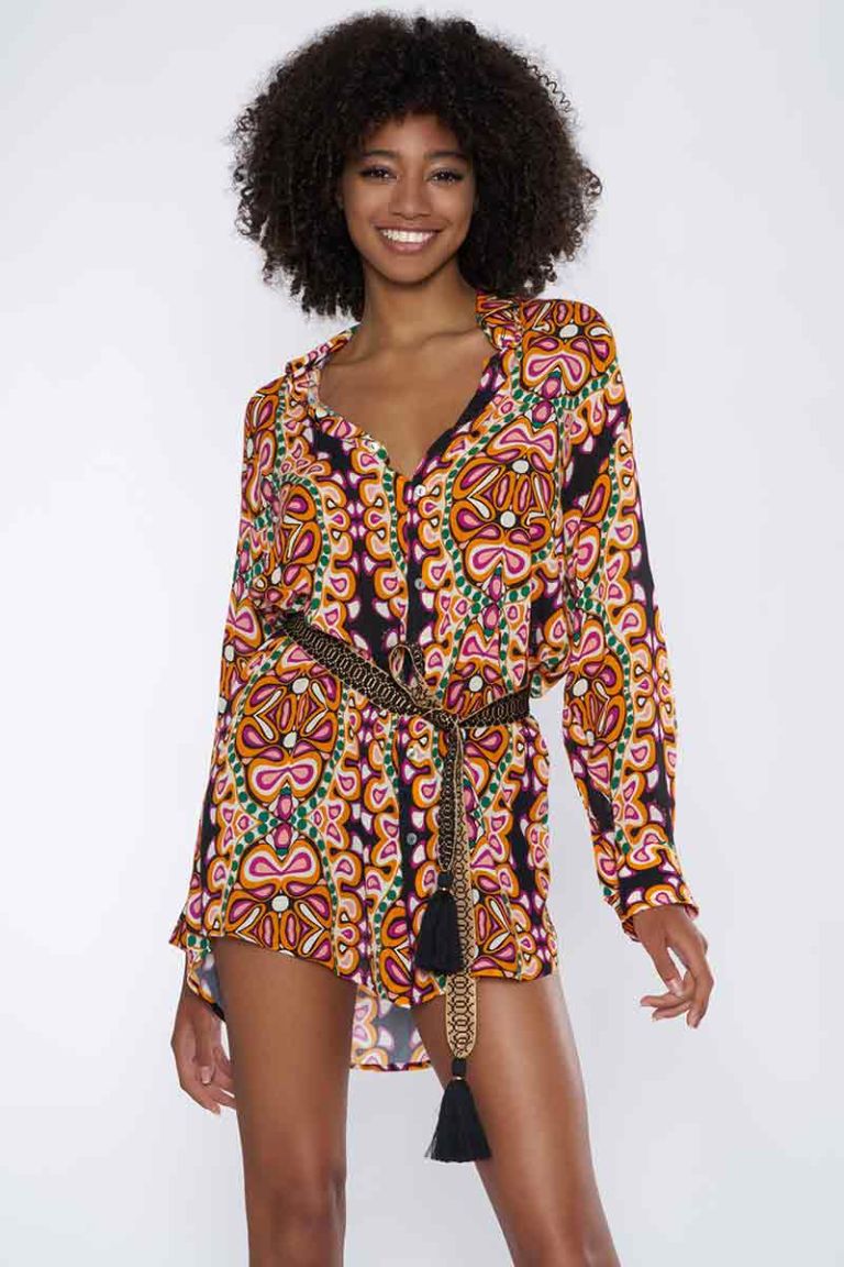 Mini abito a camicia con cintura