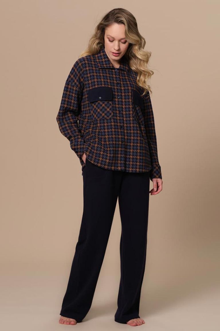 Tuta casa calda camicia tartan Lea