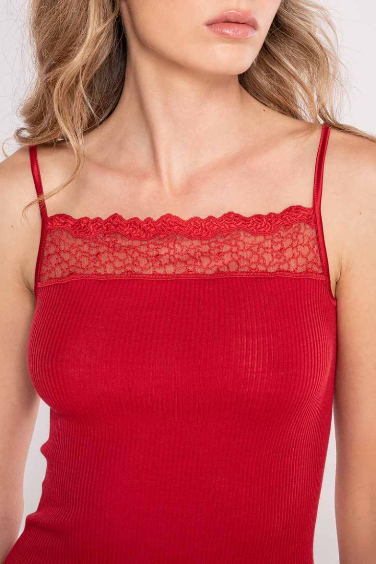 Top lana seta bandina tulle ricamato