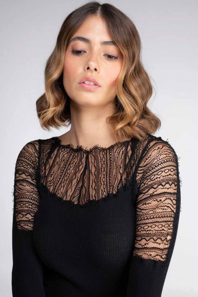 Maglia lana seta a costine balza chantilly Oscalito