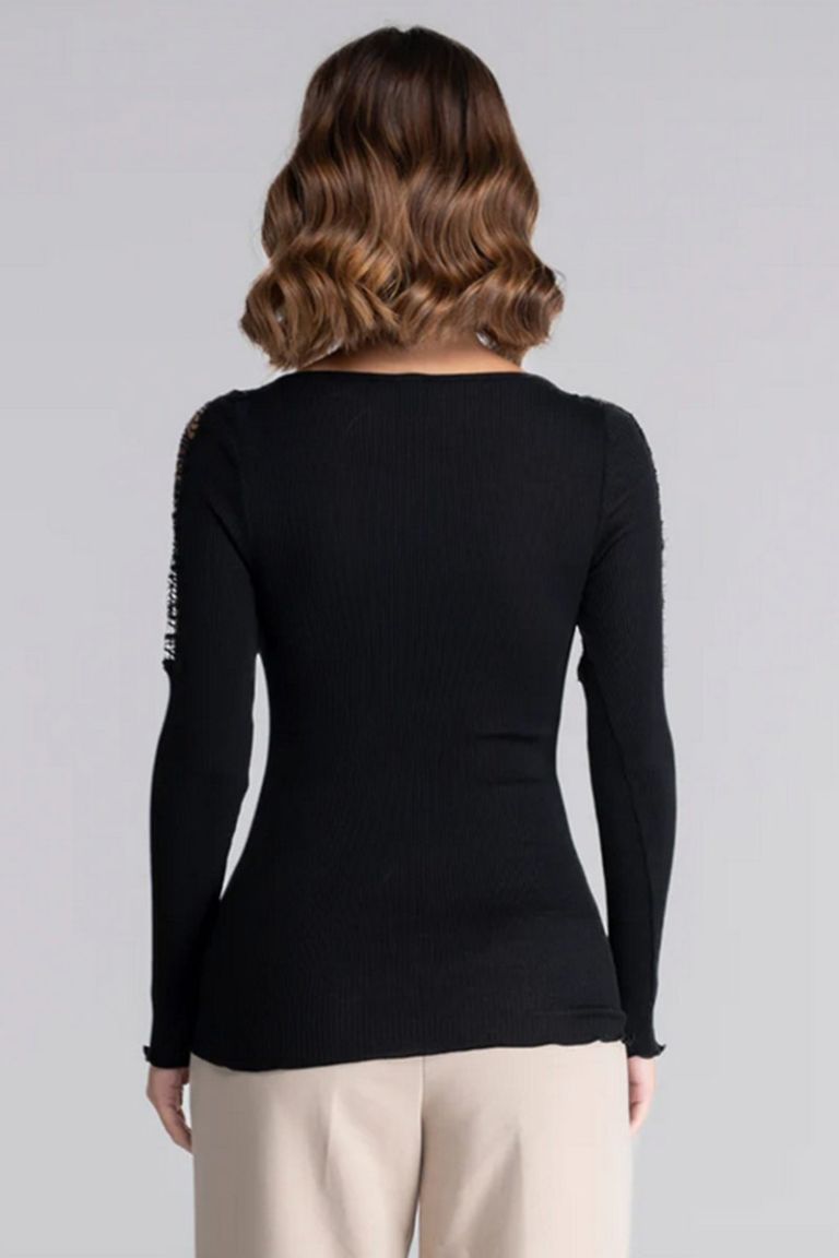 Maglia lana seta a costine balza chantilly