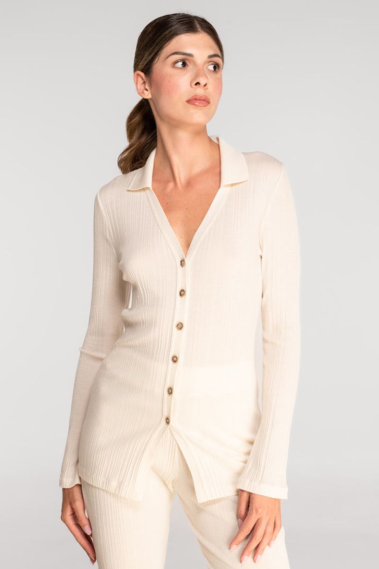 Maglia camicia lana seta costa larga Oscalito