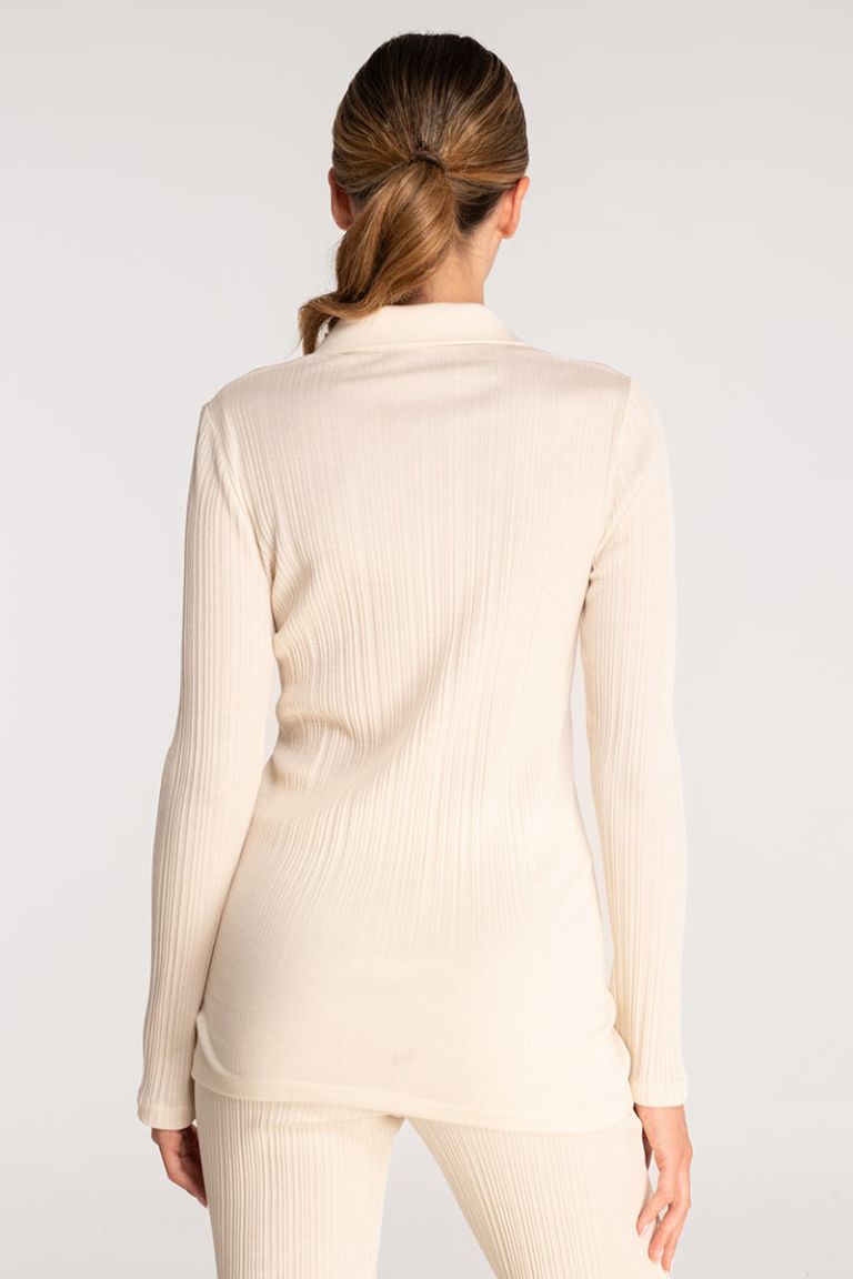 Maglia camicia lana seta costa larga