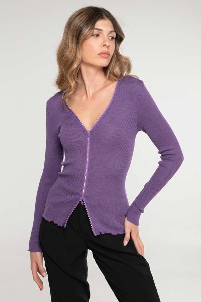 Maglia lana seta cerniera strass