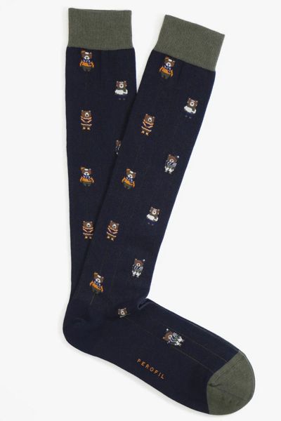 Calza lunga blu stampa teddy