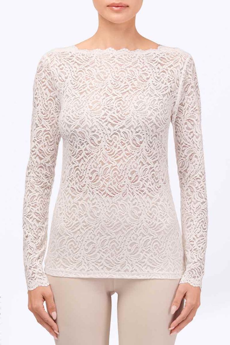 Maglia barchetta pizzo Oprah Pierre Mantoux