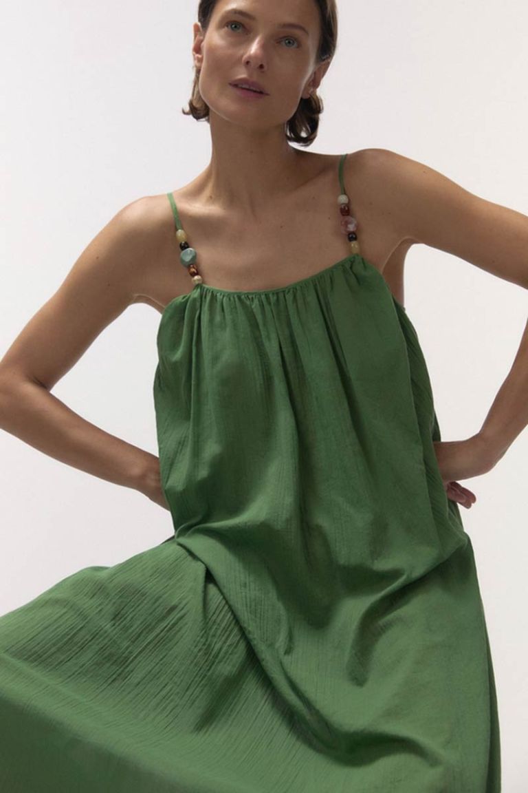 Abito lungo spalline Apricot verde Love Stories