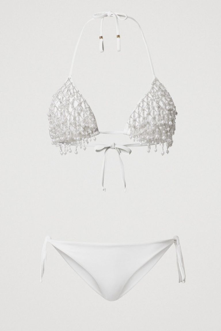 Bikini triangolo ricamato perle