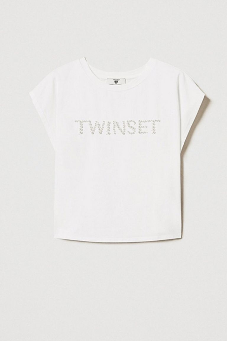 T-shirt boxi con logo ricamato