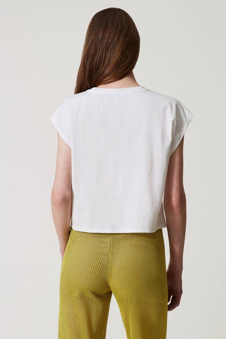T-shirt boxi con logo ricamato
