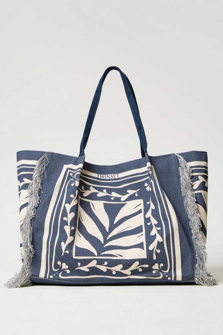 Borsa in canvas stampa foulard blue Twinset