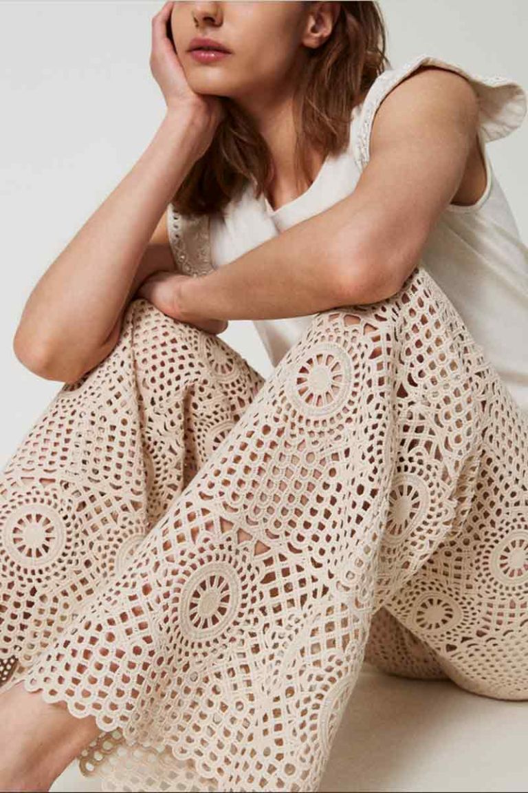 Pantalone palazzo in crochet Twinset