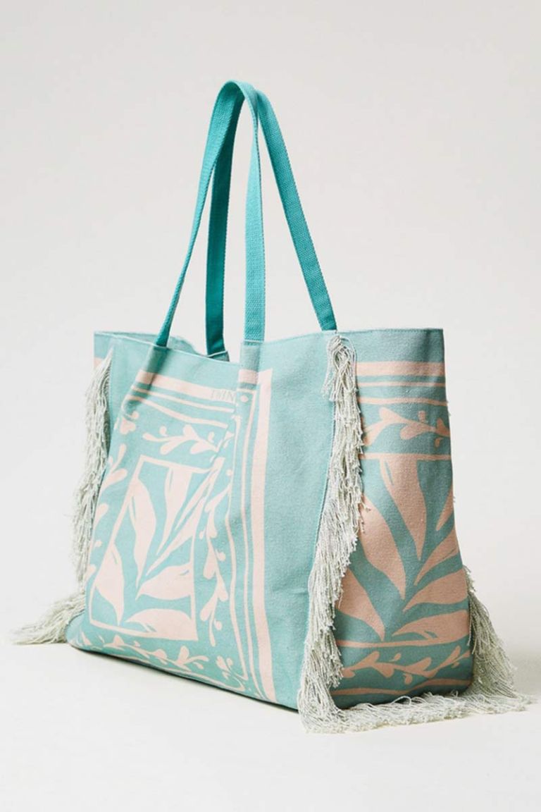 Borsa in canvas stampa foulard tiffany