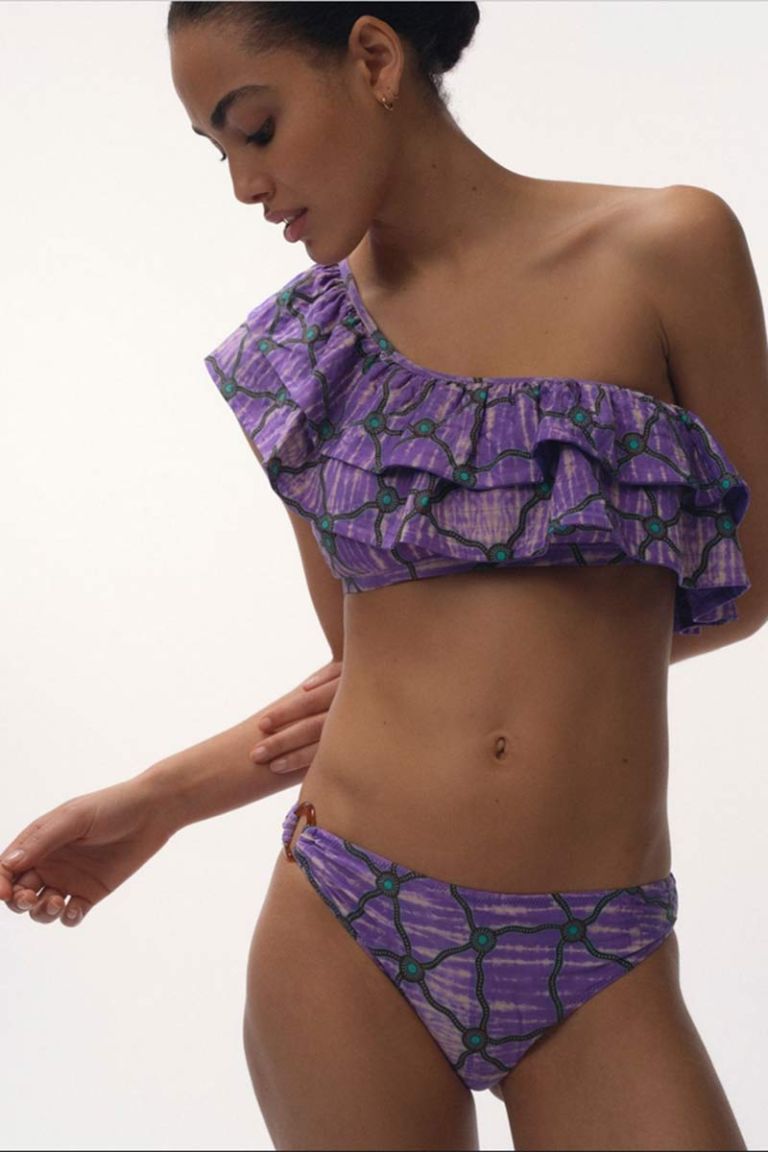 Bikini monospallacon volant viola Love Stories
