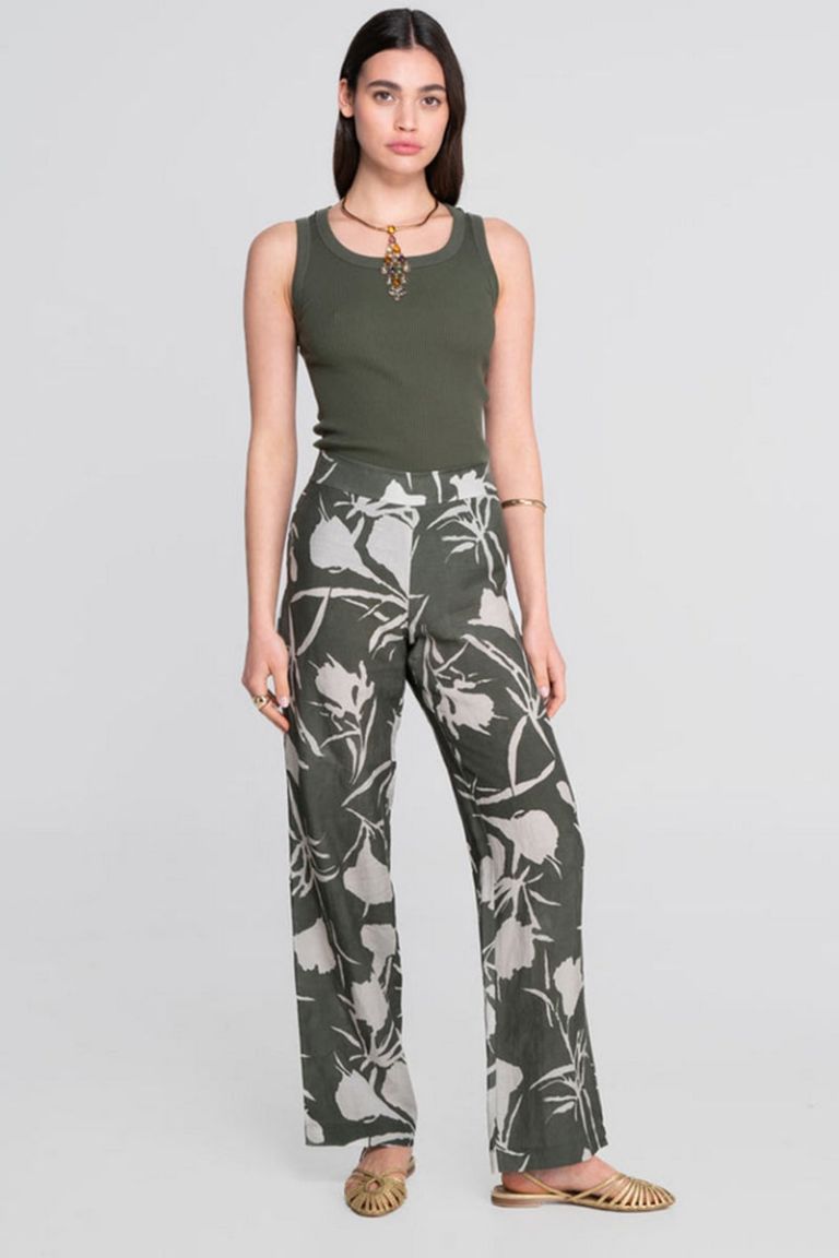 Pantalone in lino botanical print Oscalito