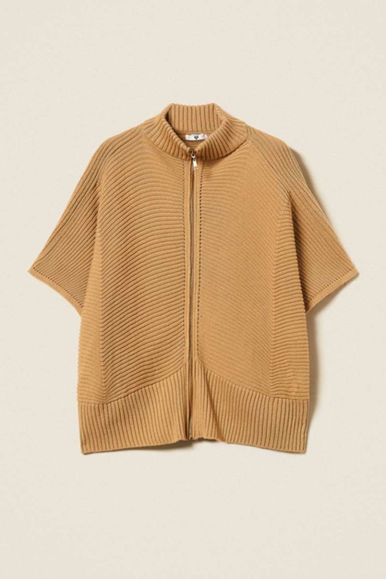 Poncho in maglia con zip