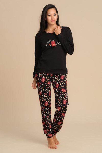 Pigiama caldo cotone Nina black