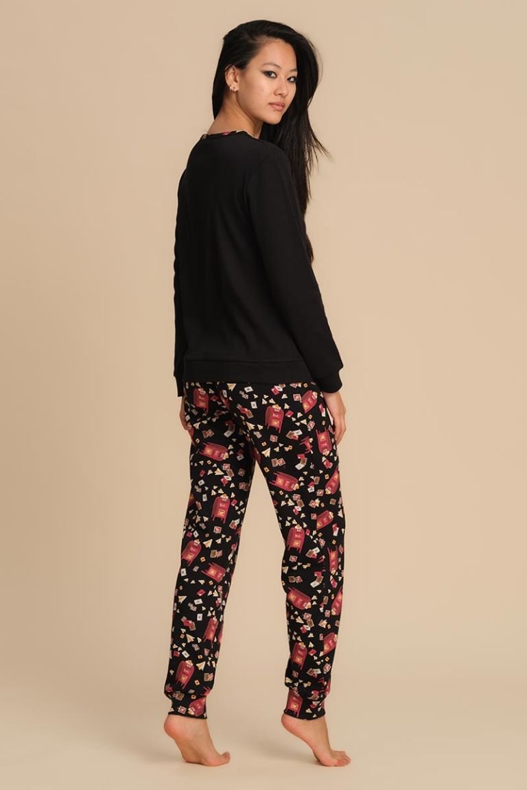 Pigiama caldo cotone Nina black