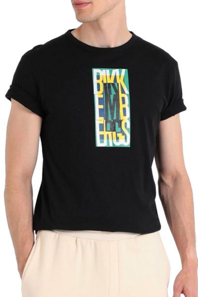 T-shirt nera stampa logo