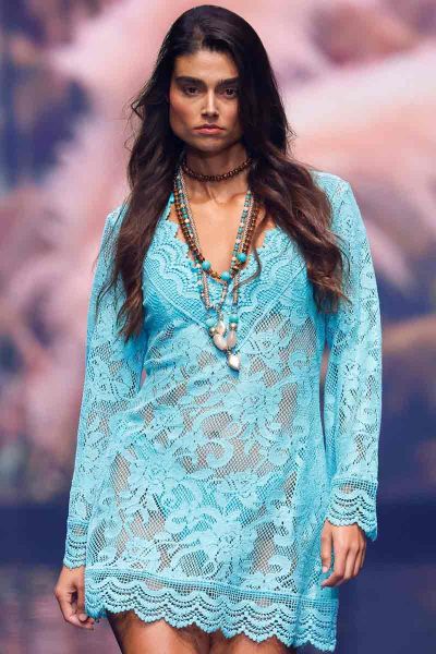 Minidress copricostume in pizzo