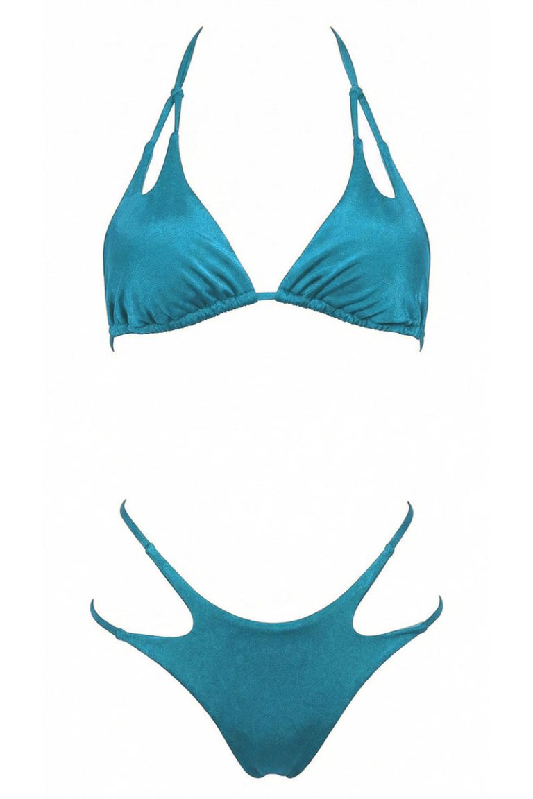 Bikini triangolo cut-out gloss turchese