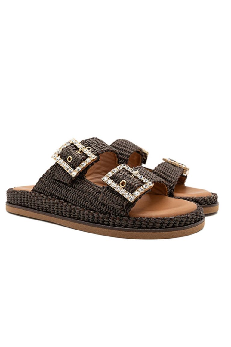 Sandalo in rafia Greta brown