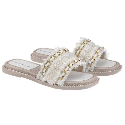 Ciabattina bianca Tweed