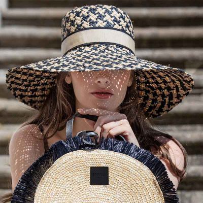 Cappello pied de poule paglia