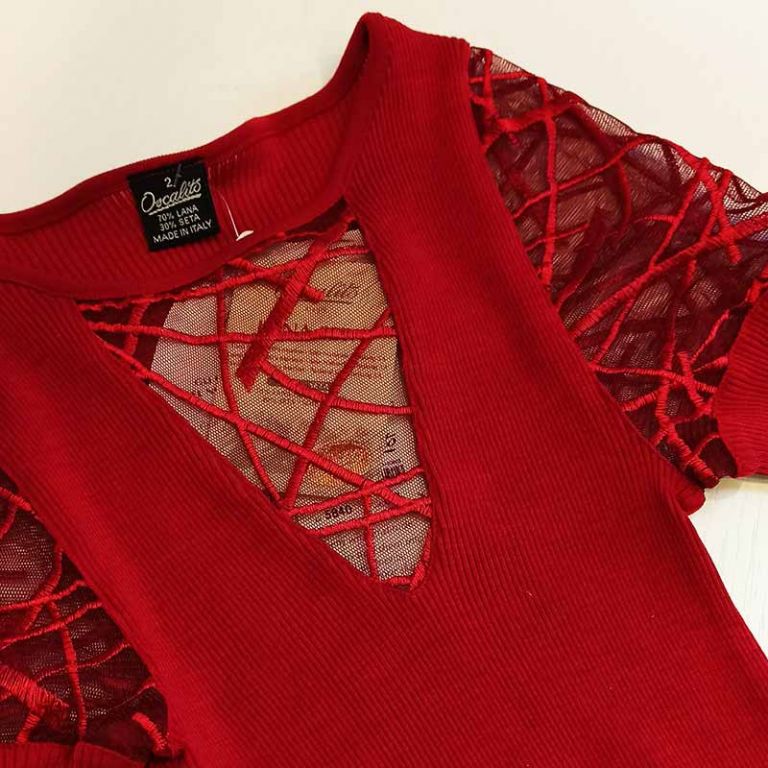 Maglia costine in lana e seta