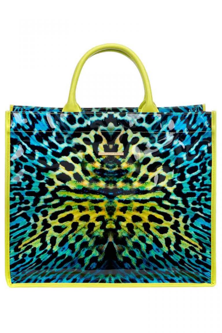 Borsa a mano in pvc stampa Phiphi Giallo