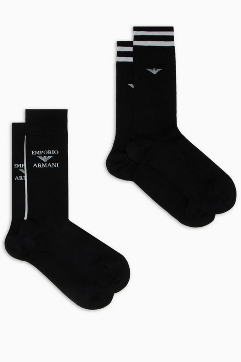 Pack 2 calze con logo jacquard Emporio Armani