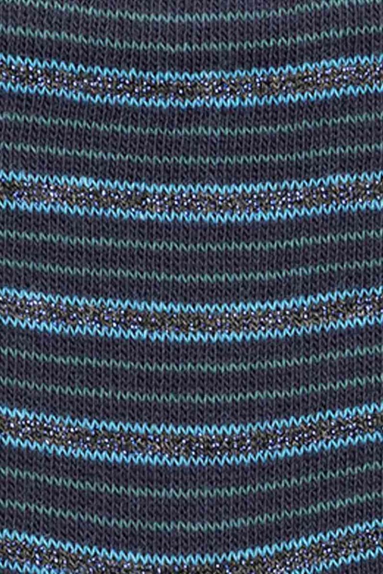Calza corta blu righe lurex in caldo Cotone