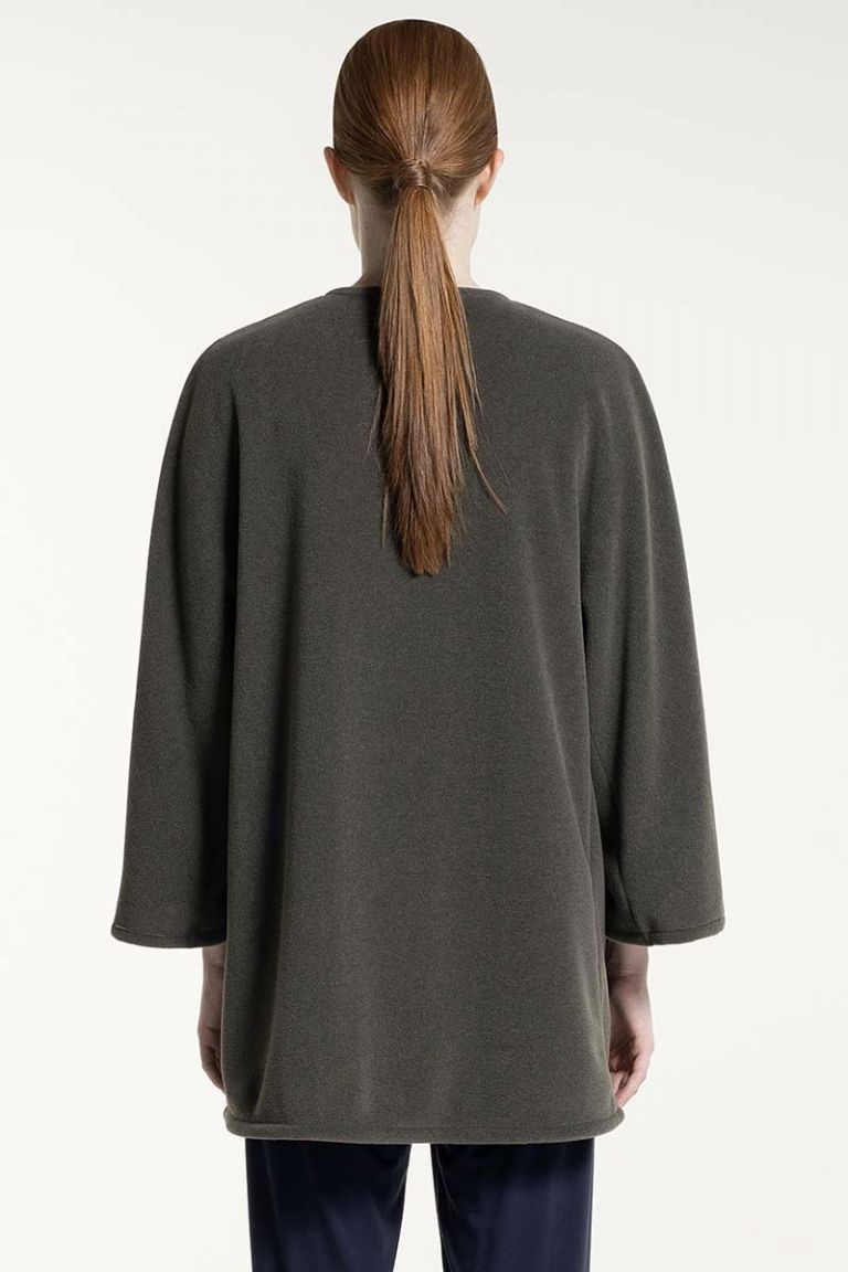 Giacca a kimono abbotonata in pile blu