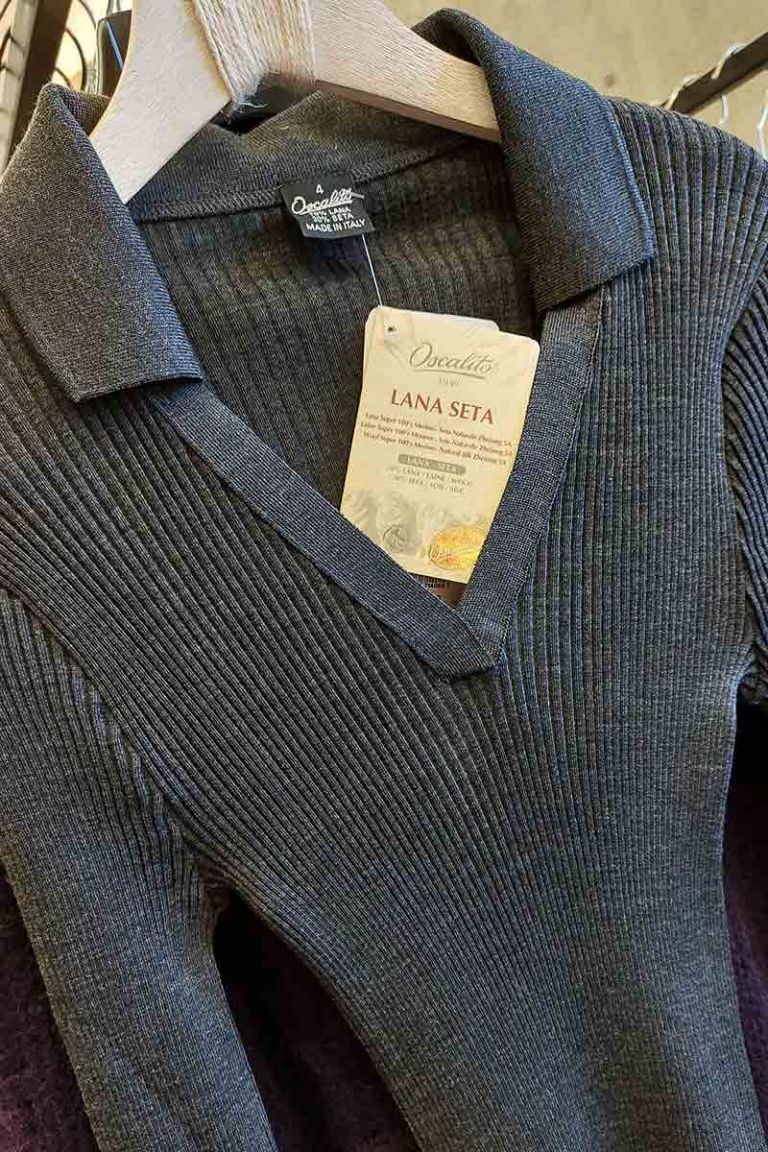 Polo costine in lana/seta grigio