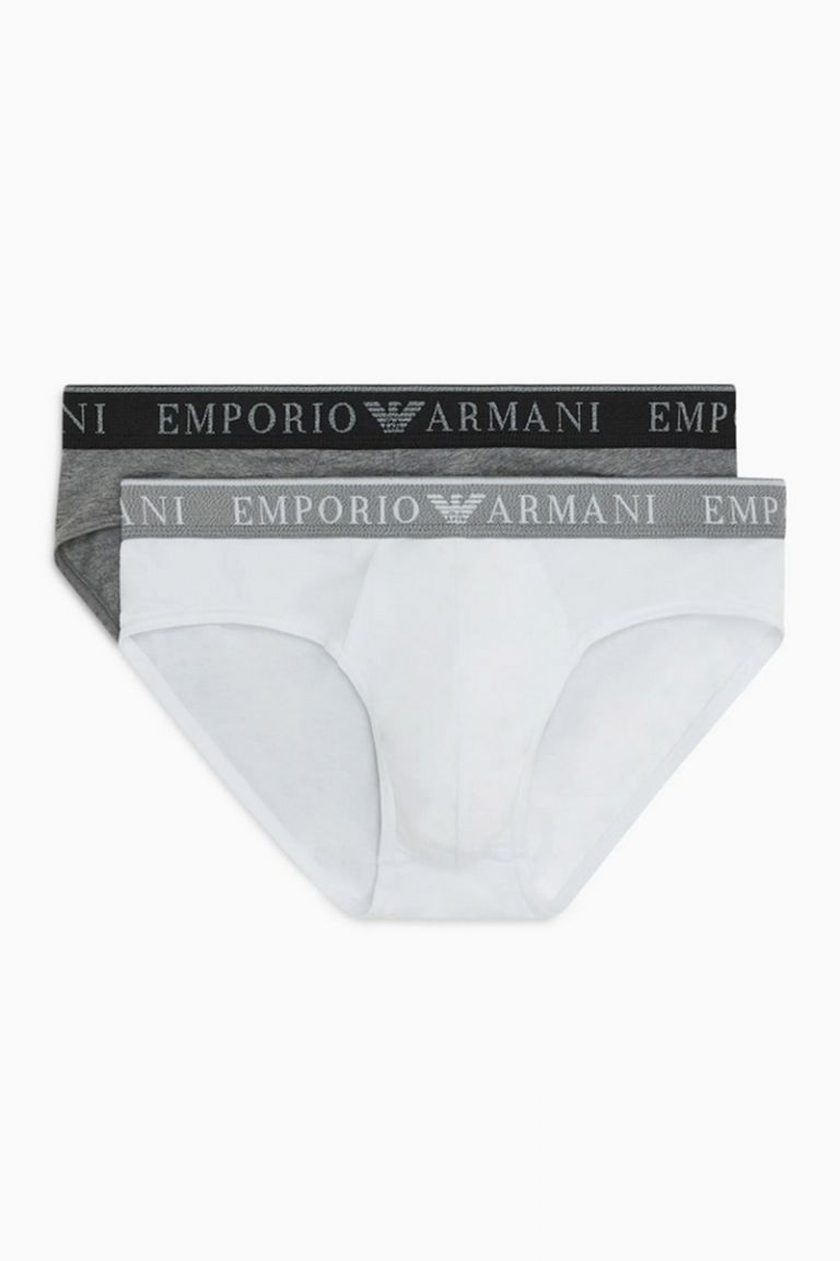 Bi-pack slip logo bianco/grigio Emporio Armani